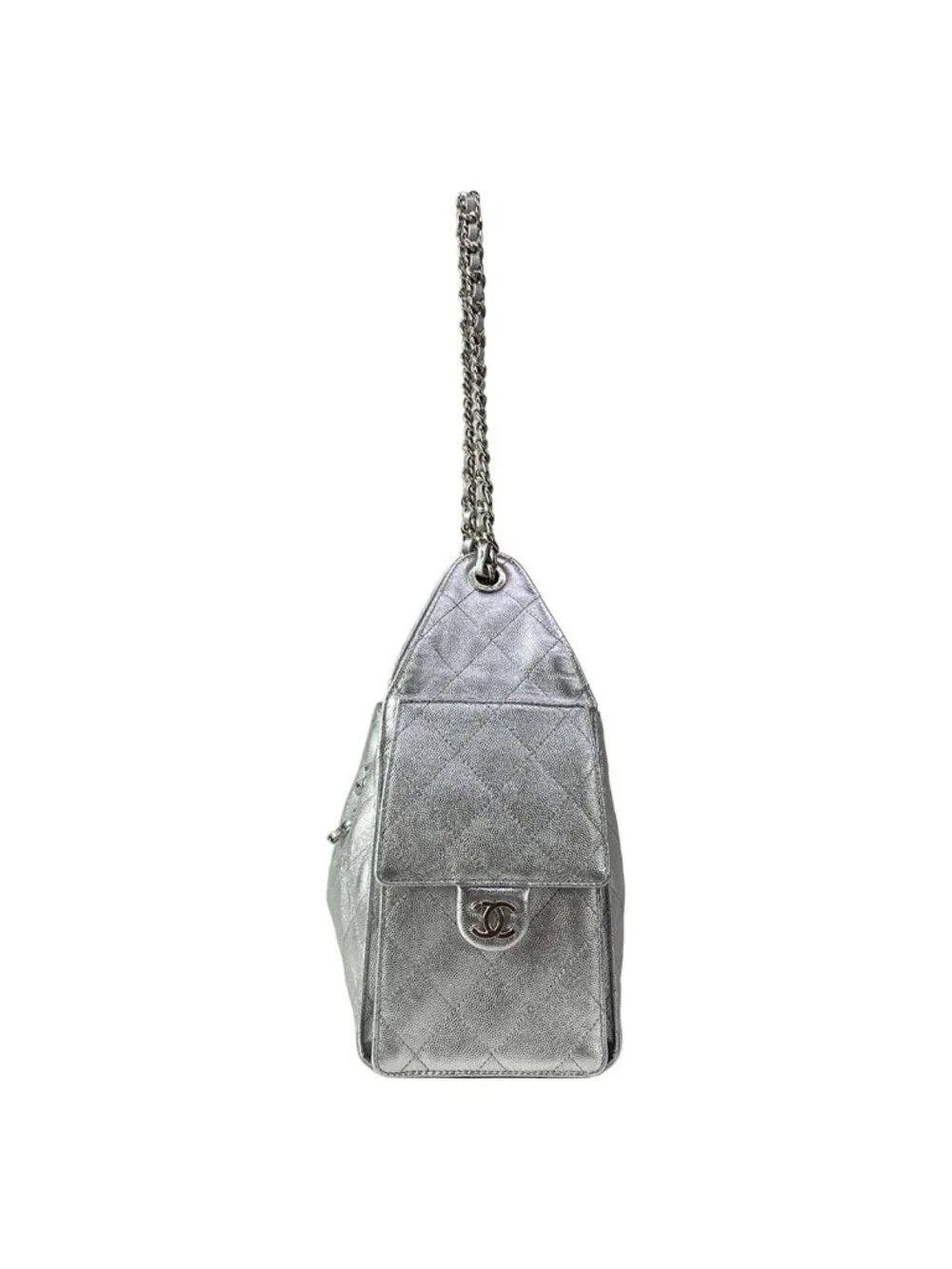 Chanel Shoulder Bag 25 Small Silver Metallic